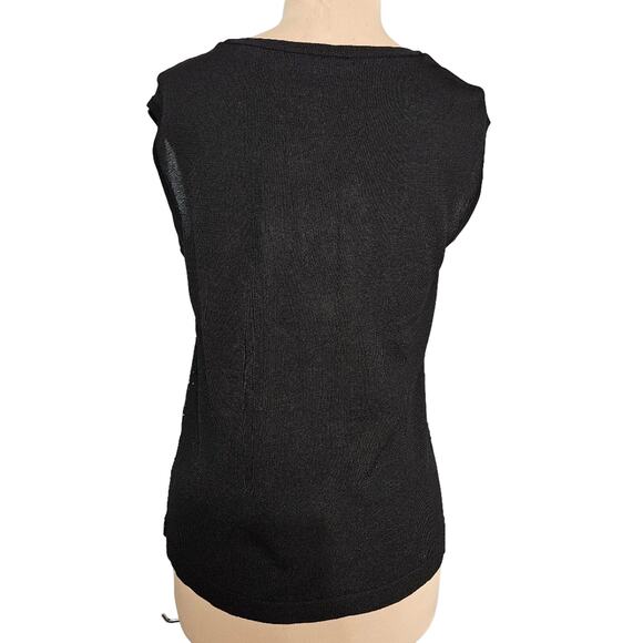Jones New York Knit Sweater Top Womens Bling Embellished Black XL Stretch Beaded - Picture 2 of 13